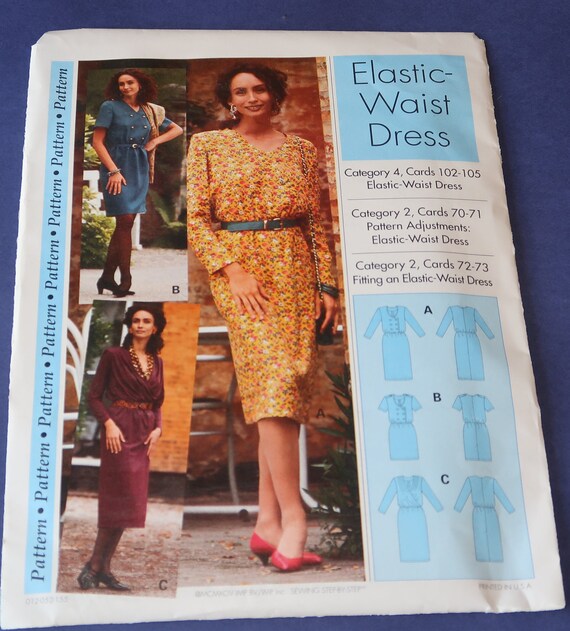 Uncut Elastic Waist Dress Pattern Sizes 422 Etsy