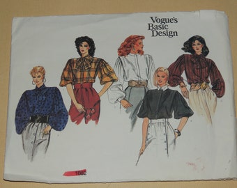 Uncut sz 8 Vogue Basic Design Blouse Pattern 1082