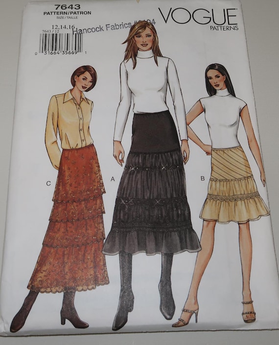 Uncut 12-14-16 Vogue 7643 Misses Skirt Pattern