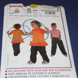 Uncut 3-7 Burda 9611 Dress, Top and Pants Pattern