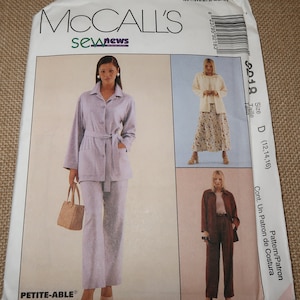 Uncut 12-14-16 McCalls 8218 Misses Unlined Jacket, Top, Pull on Pants and Skirt Pattern