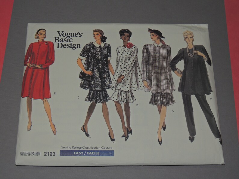 Tunic Uncut Bust 40-44 Vogue 2123 MissesPetite Maternity Dress Skirt and Pants Pattern