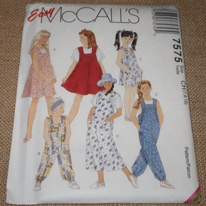 Uncut 7-8-10 Easy McCalls 7575 Girls Jumper, Jumpsuit in 2 lengths and Romper Pattern