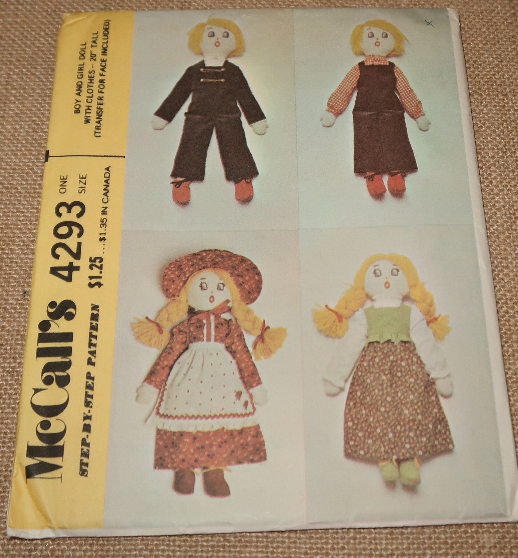 Uncut Mccalls 4293 Boy and Girl With Clothing, 20 Inch Doll Pattern ...