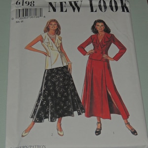 Uncut 6-16 NEW LOOK 6198 Skirt, Top/Jacket Pattern