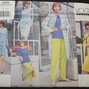 Uncut 20-22-24 Vogue 2285 Wardrobe Misses/Petite Jacket, Dress, Top, Skirt and Pants Pattern
