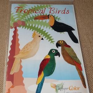 Uncut Tropical Birds, Parrot, Toucan and Cockatoo to Embroidery in Wool or Felt Pattern