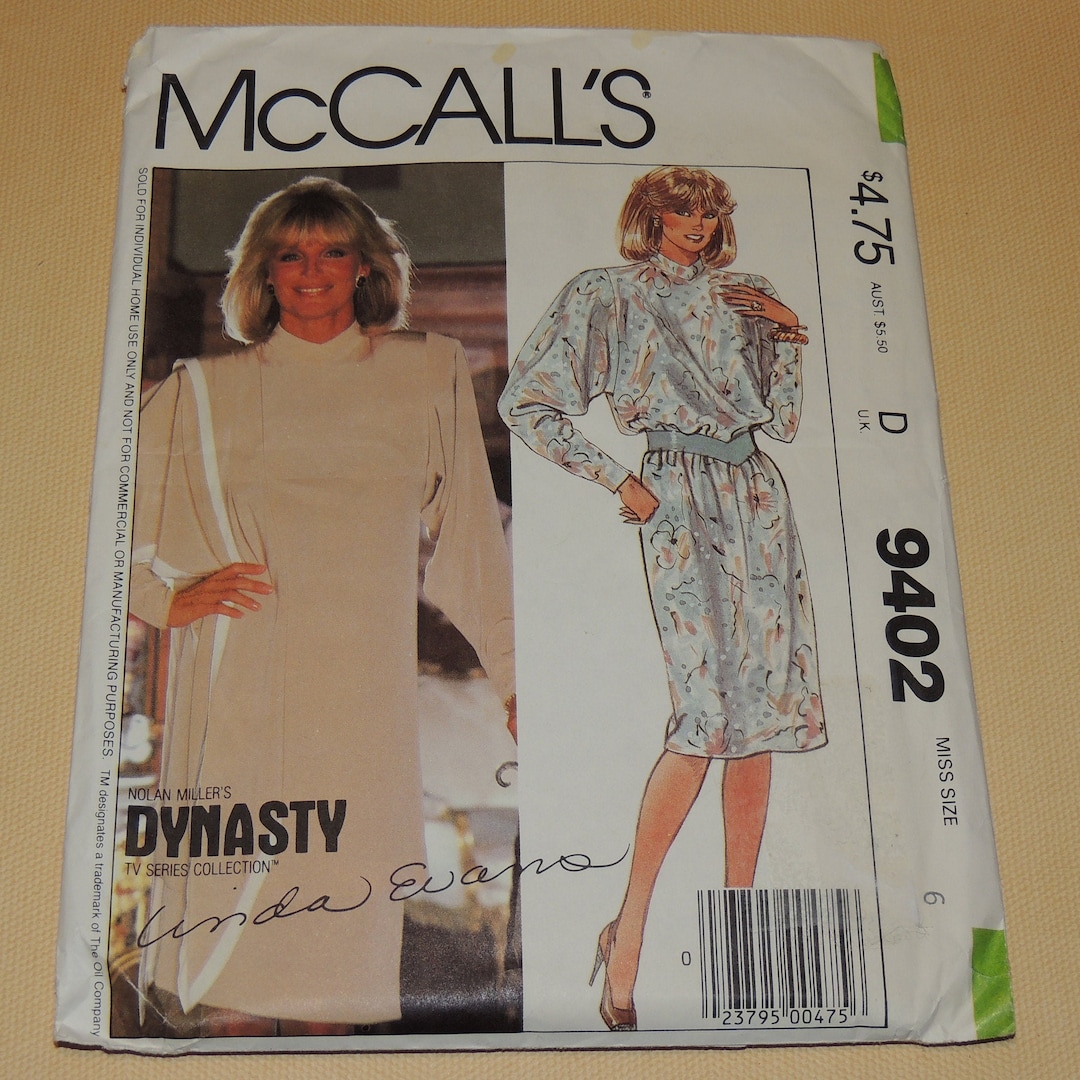 Uncut Dynasty Linda Evans Mccalls 9402 Dress Pattern - Etsy