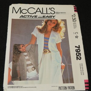 Uncut 6-20 McCalls 7952 Misses Jacket for Stretch Knits Pattern