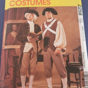 Uncut 36-38-40 Men&#39;s Revolutionary War Costume Pattern, Simplicity 2258