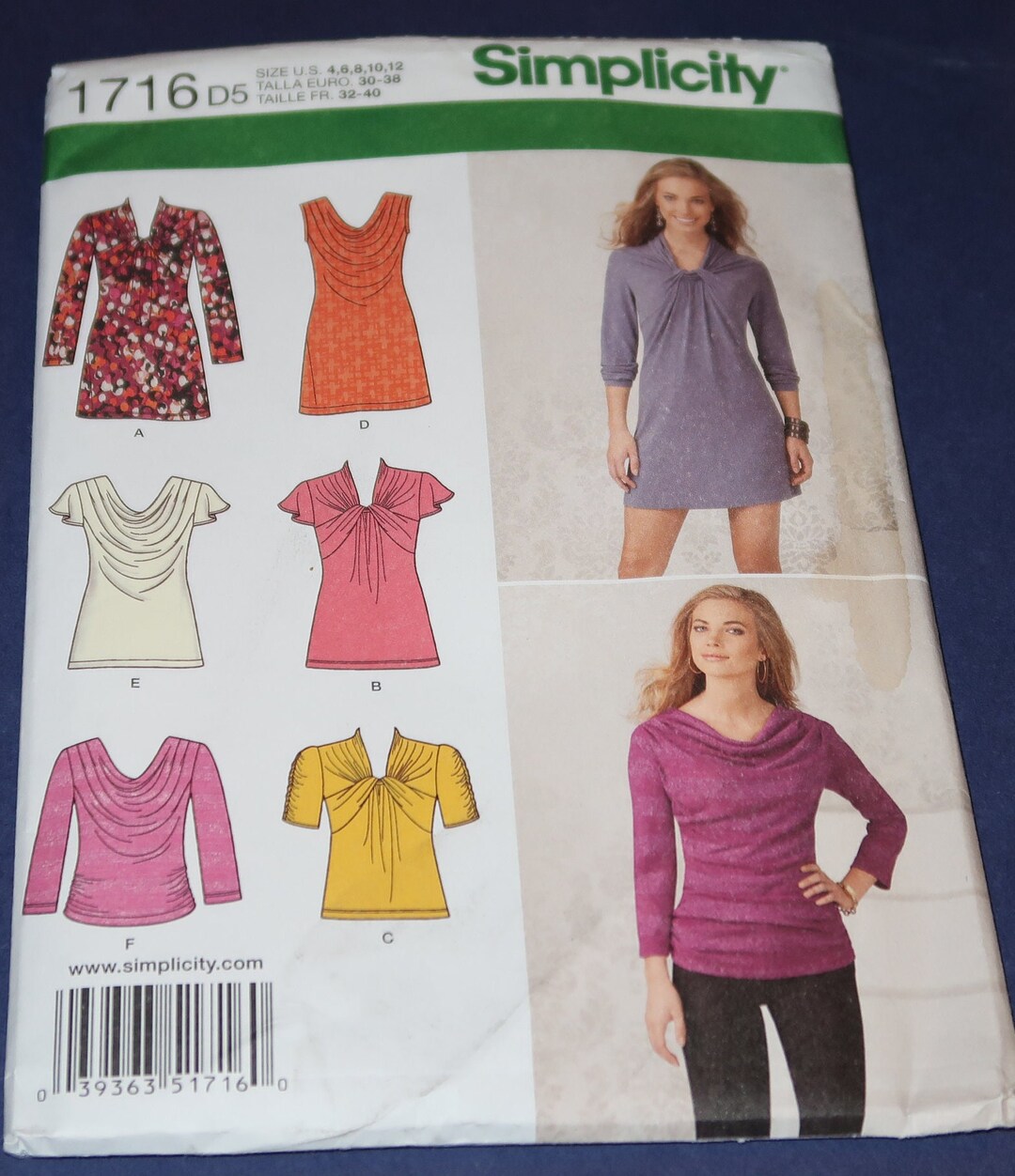 最大15%OFFクーポン Uncut 4-12 Simplicity 1716 Misses Knit Mini Dress, Tunic and 裁縫材料