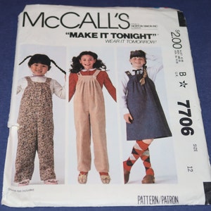 Uncut Girls 12 Make it Tonight McCalls 7706 Jumper and Jumpsuit Pattern