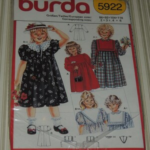Uncut Girls 2-6 Burda 5922 Dress Pattern