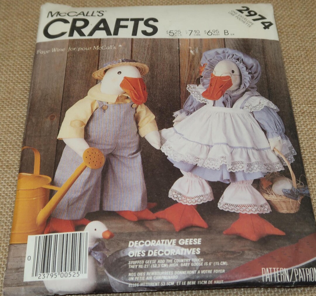 Uncut Mccalls 2974 Geese Stuffed Animals With Clothes Pattern - Etsy