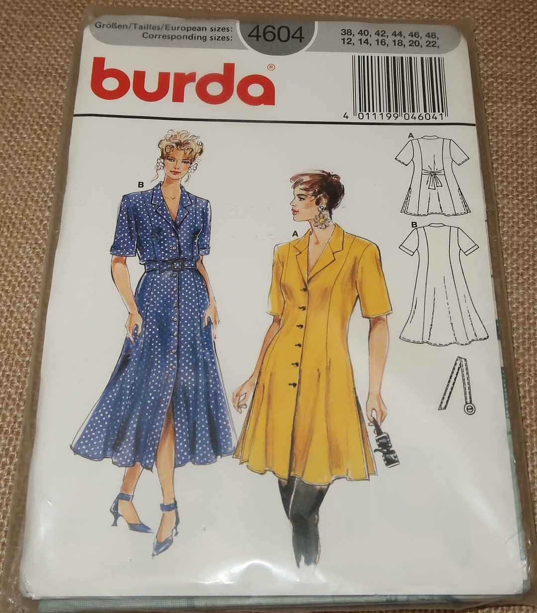 Uncut 12-22 Burda 4604 Dress Pattern, Instructions in English - Etsy