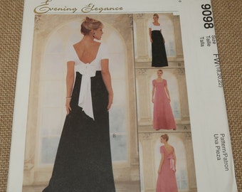 Uncut 18-22 Evening Elegance McCalls 9098 Women's Lined Dress Pattern