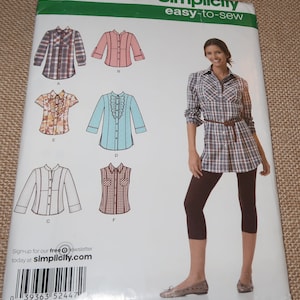 Uncut 6-14 Simplicity Easy to Sew 2447 Misses Shirt in 2 Lengths with Front, Collar and Sleeve Variations Pattern