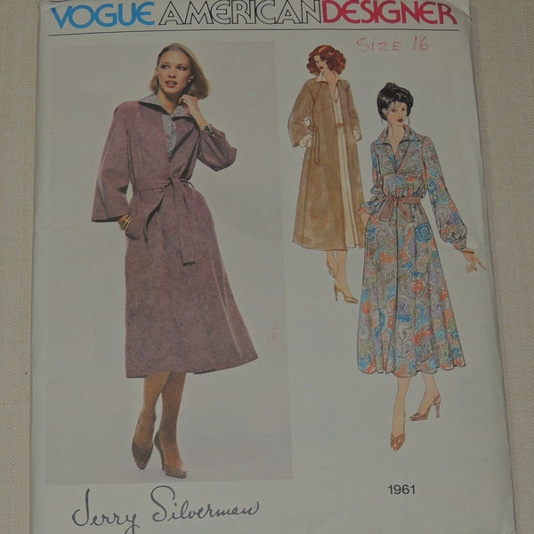 Uncut Bust 36 Vogue 1961 American Designer Jeffy Silverman Misses Dress, Coat and Belt Pattern