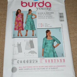 Uncut 16-28 Young Burda 7387 Dress and Bolero Pattern