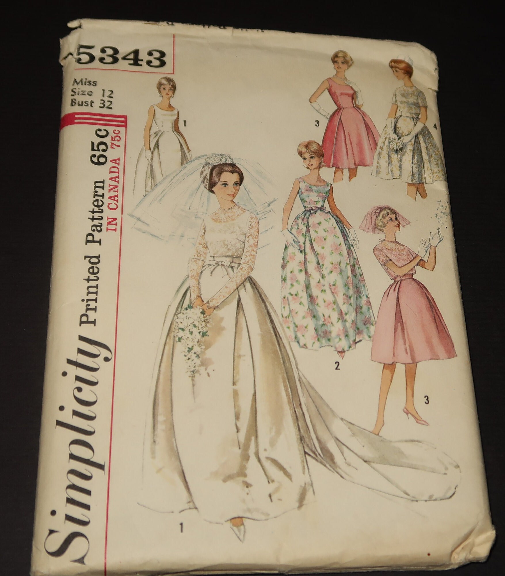 Uncut Size 12 Bust 32 Simplicity 5343 One Piece Wedding Dress Etsy India
