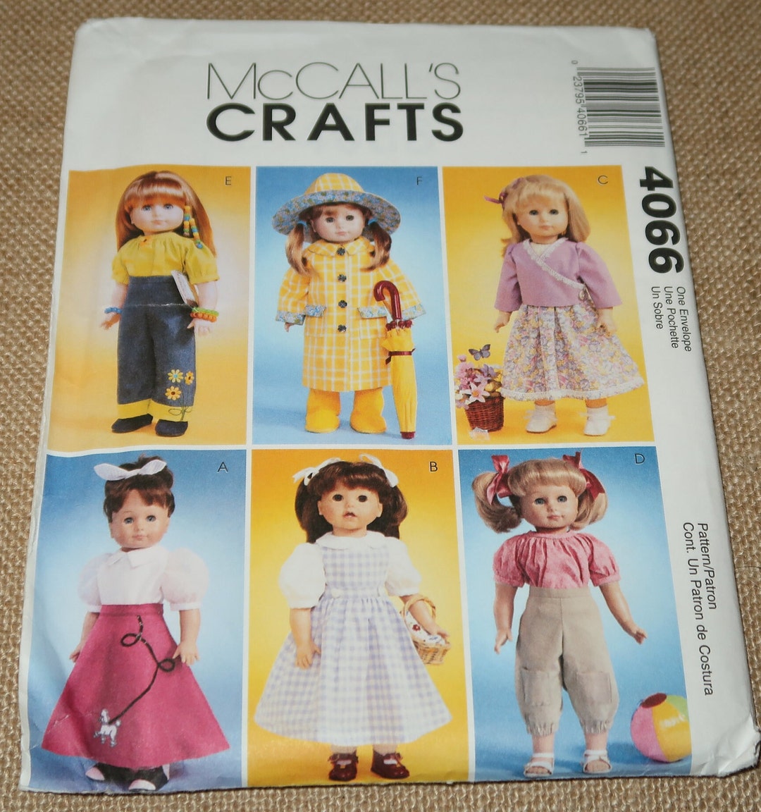 Style 4066 Pattern Uncut Mccalls 4066 Clothing Pattern for 18 Inch Dolls - Etsy