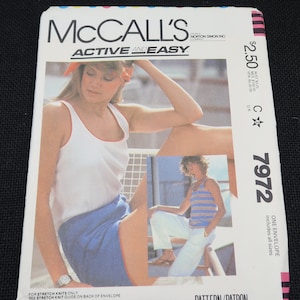 Uncut 6-20 McCalls 7972 Top, Pants or Shorts for Stretch Knits Only Pattern dated 1982