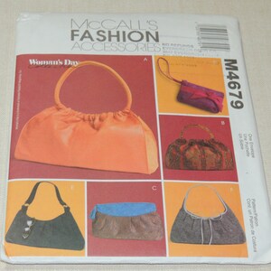 Uncut McCalls Fashion Accessories, Soft Handbag Pattern, McCalls 4679
