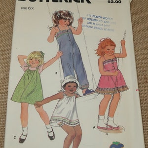 Uncut 6X Breast 25 1/2 Girls Dress, Jumpsuit and Panties Pattern, Butterick 3704