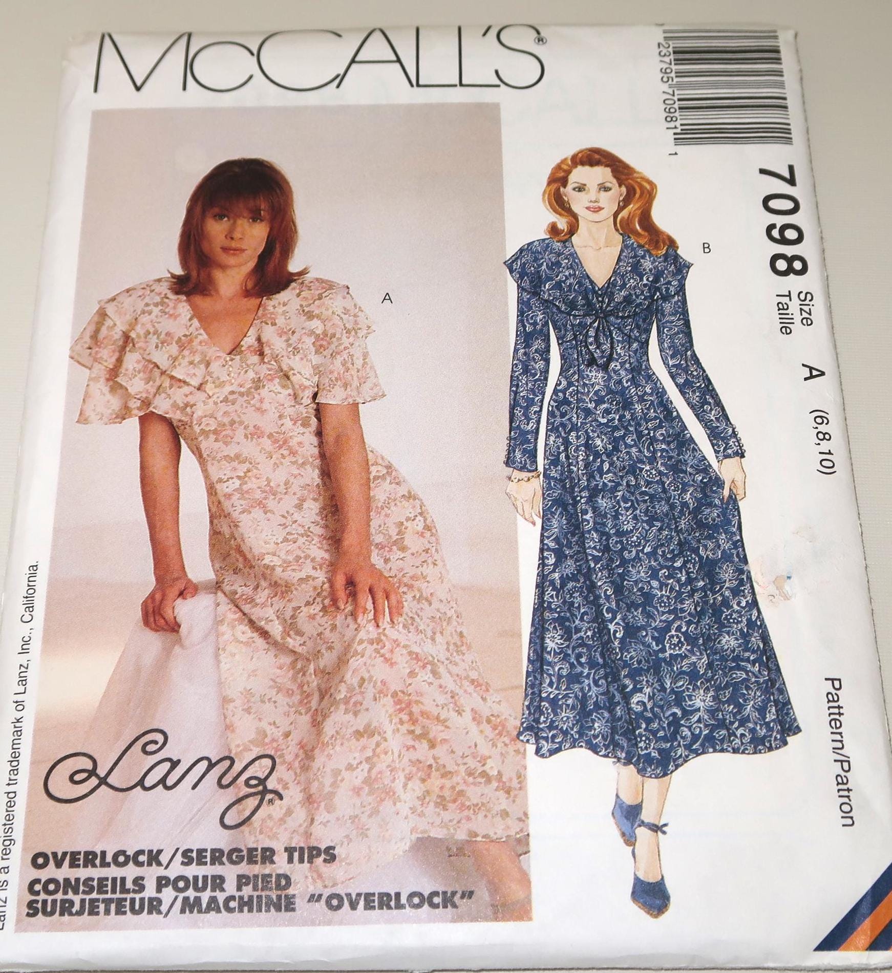 Uncut 6-8-10 Lanz Mccalls 7098 Misses Dress Pattern Dated 1994 - Etsy
