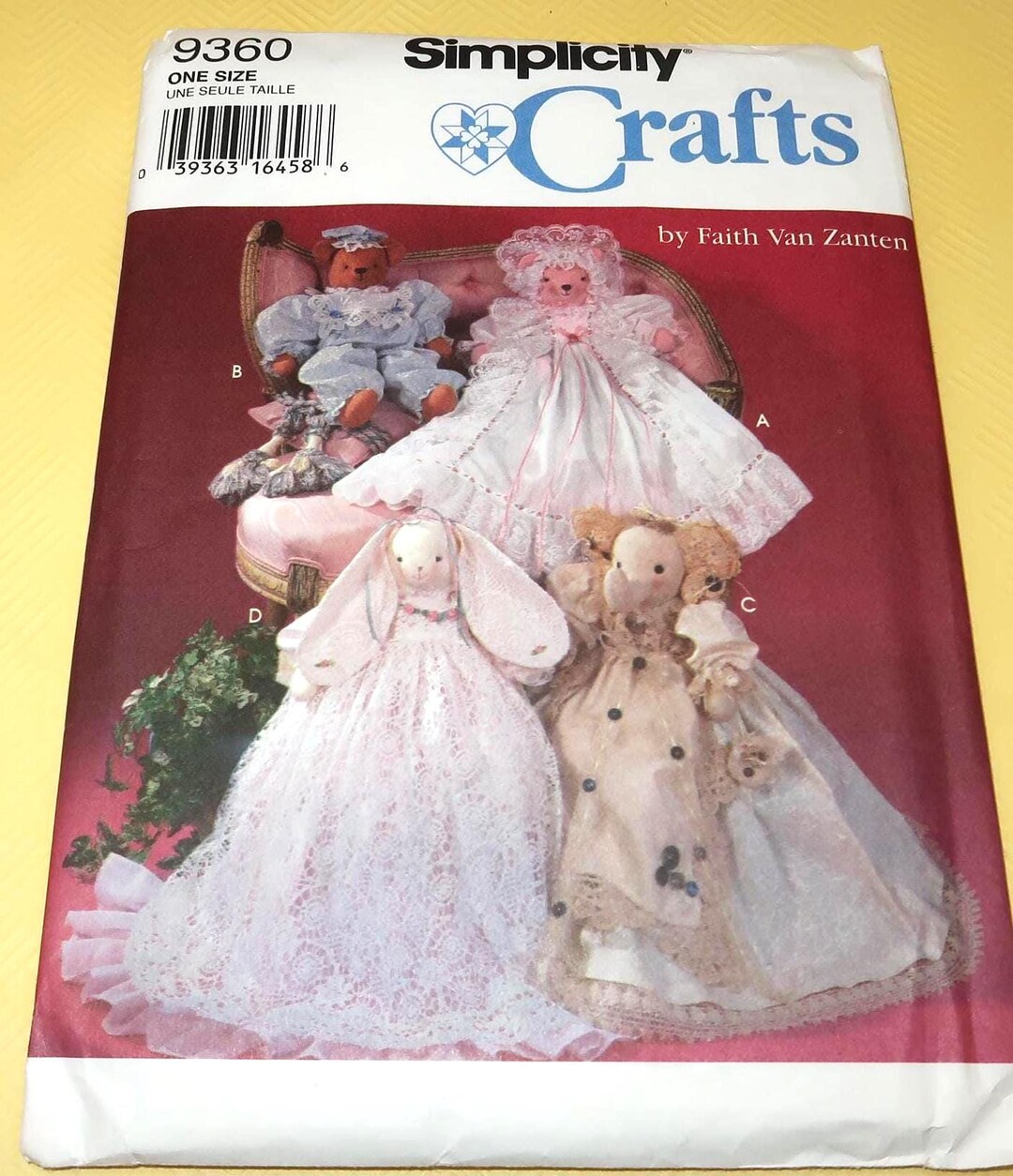 Uncut Simplicity 9360 18 Inch Bear, Bunny, Elephant and Clothes Pattern ...