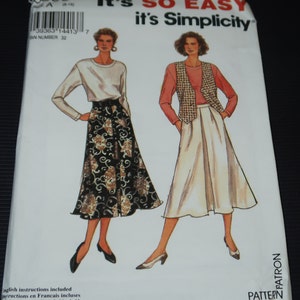 Uncut 8-18 Easy Simplicity 8560 Misses Skirt, Top and Lined Vest Pattern