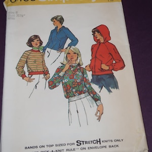 Uncut size 8 Bust 31.5 Simplicity 6490 Unlined Jacket and top for Stretch Knits Pattern