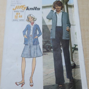 Uncut Bust 34 Simplicity 5452 Jiffy Knits  Unlined Cardigan, Skirt and Pants Pattern for Knits