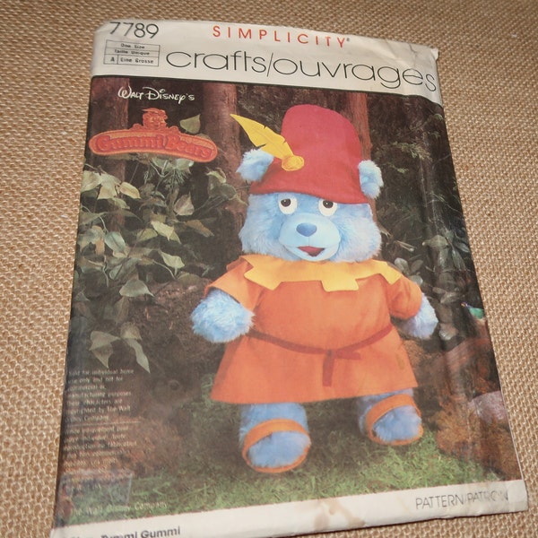 Uncut Walt Disneys Tummi Gummi Bear Pattern, Simplicity 7789 Dated 1986