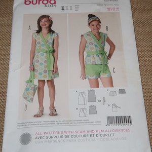 Uncut 7-14 Junior Burda 9445 Dress, Top, Shorts, Belt and Bag Pattern