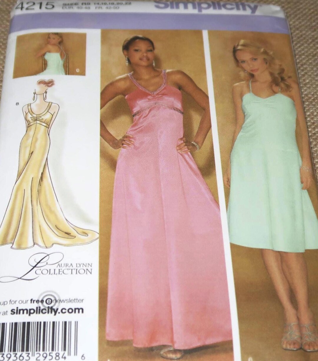 Simplicity 2115 Pattern Layout Uncut 14-22 Simplicity 4215 Special Occasion Dress in 3 Lengths Pattern ...