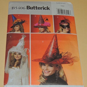 Uncut Halloween Hats and Mask Pattern, Butterick 5406