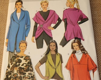 Uncut XS-M Easy Butterick 5680 Misses Wrap and Jacket Pattern