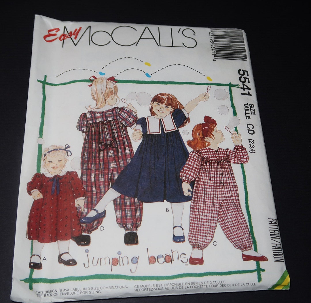Uncut 2,3,4 Easy Mccalls 5541 Childrens Dress and Jumpsuit Pattern - Etsy