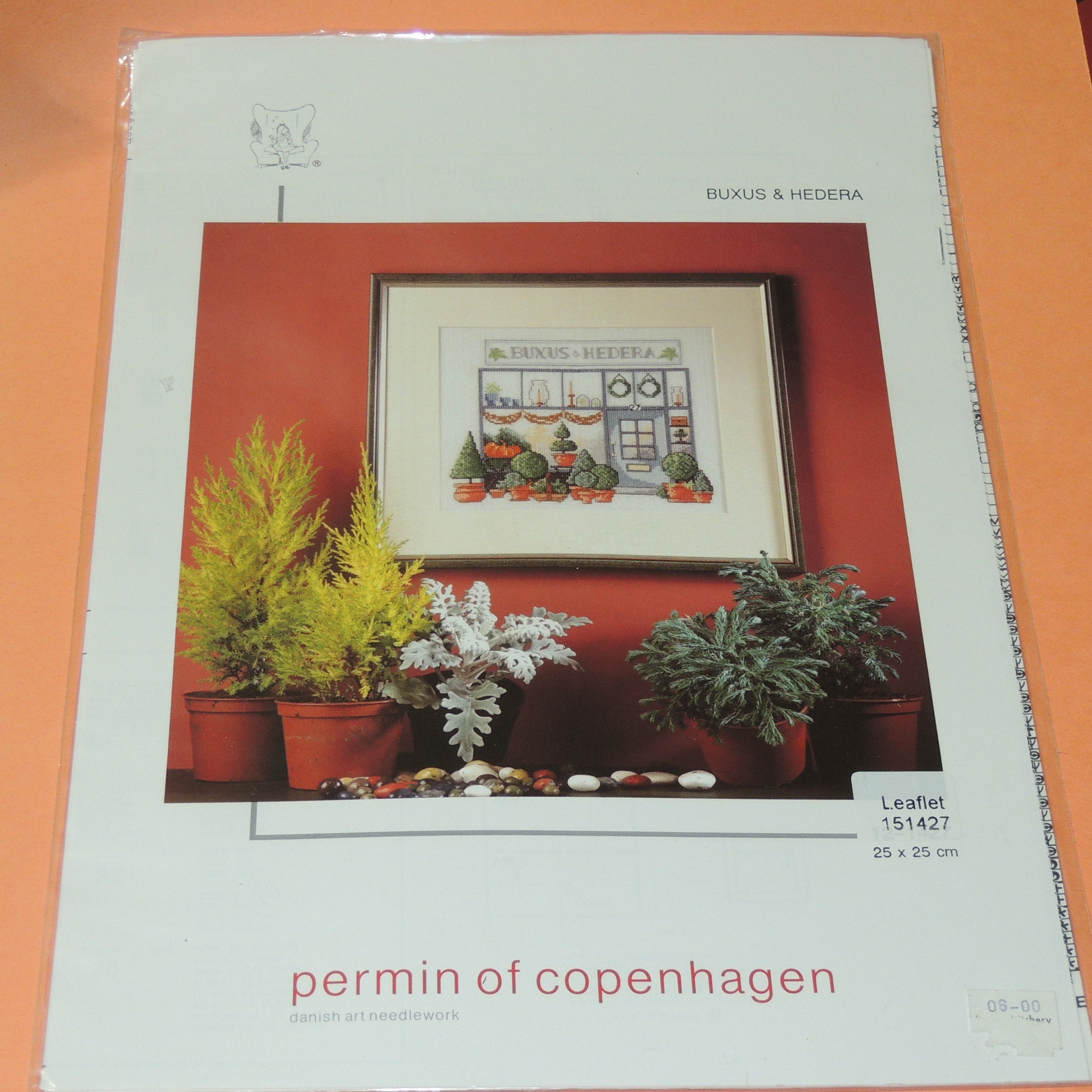 Permin of Copenhagen Danish Art Needlework Cross Stitch Pattern Buxus and  Hedera