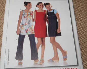 Uncut 7-12, 13 and 14 Junior Burda 9694 Top, Dress and Pants Pattern