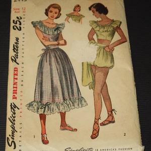 Uncut size 12, Bust 30 Simplicity 2445 Junior Misses One Piece Dress and 3 Piece Playsuit Pattern