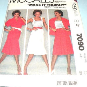 UNCUT 1980 McCalls 7090 size 16 Bust 38 Make it Tonight 3 Pc set Pattern