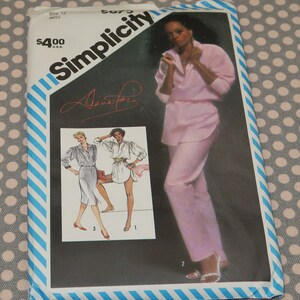 Uncut 12 Bust 34 DIANA ROSS Simplicity 5875 Misses Pants, Slim Skirt and Loose Fitting Top Or Tunic Pattern