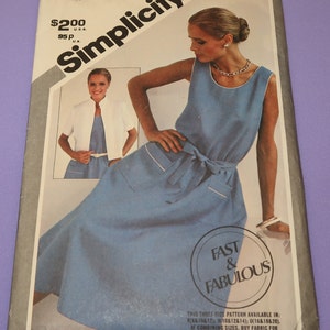 Uncut 10-14 Simplicity 5363 Misses Fast and Fabulous Pullover Dress and Unlined Jacket Pattern