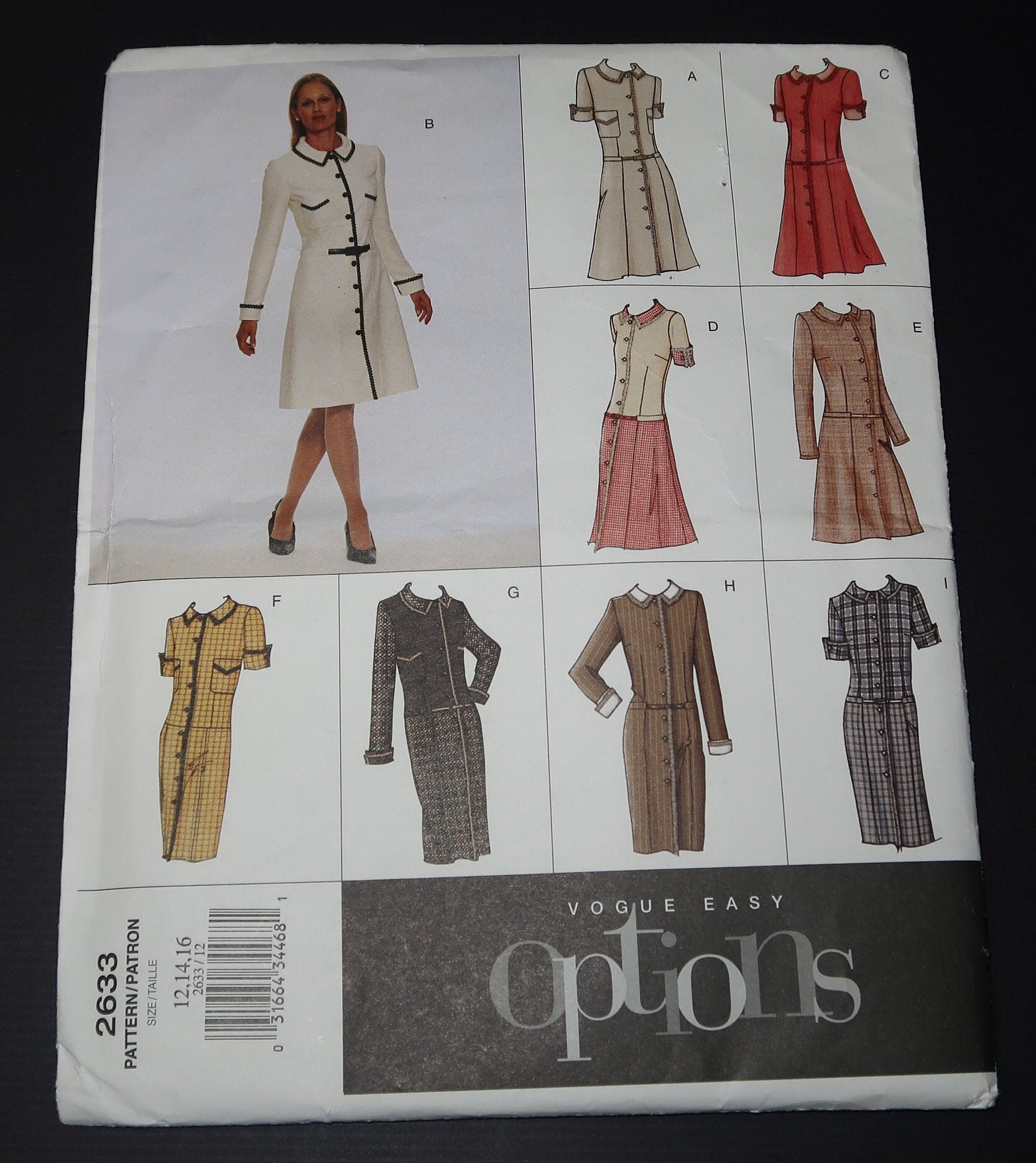 Uncut Bus 34-38 Vogue Easy Options 2633 MissesPetite Dress Pattern