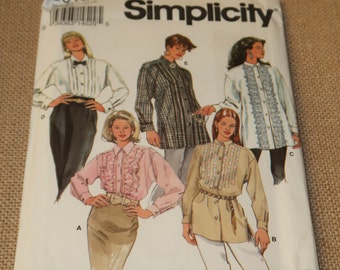 Uncut 6-10 Simplicity 8618 Misses Shirt with trim variations and bow tie pattern
