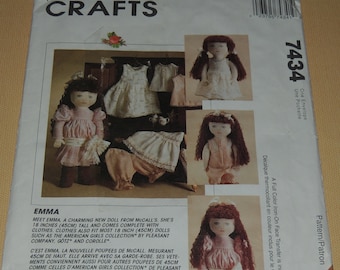 Uncut 18" Doll and Clothing Pattern  McCalls 7434