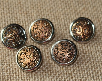 5 Vintage Gold tone and Silver tone Metal Buttons