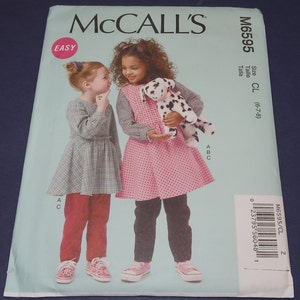 Uncut 6-7-8 Easy McCalls 6595 Girls Top, Dress or Jumper and Pants Pattern
